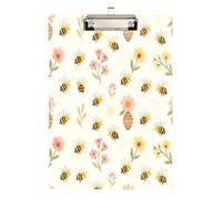 clipboards with folders Watercolor Bee Hive Flower Transparent for Homework Pediatric Size 9 x 12.5 Tabla para escribir