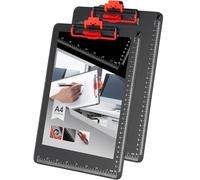 Clipboards with Pen Holder A4 Size 12.5 x 9 Inch Aluminum Protection Clip Board with Ruler for Classrooms, Offices, School, Doctor, Coaches [2 Pack]