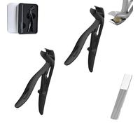 Clipdoc Max Toe Nail Clipper, Clip Doc Max Nail Clipper, Clipdocmax Toenail Clippers for Senior, Wide Jaw Opening Anti-Splash Slanted Nails Clippers, Angled Head for Seniors (Black*2)