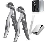 Clipdoc Max Toe Nail Clipper, Clip Doc Max Toe Nail Clippers, Wide Jaw Opening Anti-Splash Slanted Nail Clipper, Ergonomic Wide Jaw Nails Clipper, for Seniors Thick Nails (White*2)