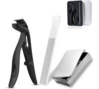 Clipdoc Max Toe Nail Clipper, Clip Doc Max Toe Nail Clippers, Wide Jaw Opening Anti-Splash Slanted Nail Clipper, Ergonomic Wide Jaw Nails Clipper, for Seniors Thick Nails (Black)