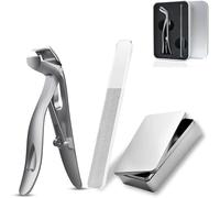 Clipdoc Max Toe Nail Clipper, Clip Doc Max Toe Nail Clippers, Wide Jaw Opening Anti-Splash Slanted Nail Clipper, Ergonomic Wide Jaw Nails Clipper, for Seniors Thick Nails (White)