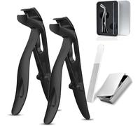 Clipdoc Max Toe Nail Clipper, Clip Doc Max Toe Nail Clippers, Wide Jaw Opening Anti-Splash Slanted Nail Clipper, Ergonomic Wide Jaw Nails Clipper, for Seniors Thick Nails (Black*2)