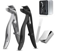 Clipdoc Max Toe Nail Clipper, Clip Doc Max Toe Nail Clippers, Wide Jaw Opening Anti-Splash Slanted Nail Clipper, Ergonomic Wide Jaw Nails Clipper, for Seniors Thick Nails (Black and White)