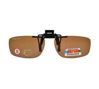 ClipFlipz Rectangular Polarised Large/Brown Clip On Flip Up Sunglasses L