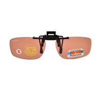 ClipFlipz Rectangular Polarised Medium/Copper Driving Clip On Flip Up Sunglasses M