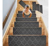Cliplanyard Carpet Stair Treads, 15pcs Non-slip Rugs with Rubber Backing, 30''X8'' Removable and Machine Washable, Indoor Runner Cover Mat Perfect for Pets Kids Elders (02)