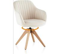 CLIPOP 1 PCS Swivel Dining Chair, Velvet Upholstered Accent Chair with Solid Wooden Legs,Desk Chair No Wheels, Mid Century Modern Vanity Armchair for Home Office Living Room Bedroom,0531 cream