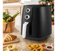CLIPOP 3.8L Air Fryer, Mechanical Dual Knob Air Fryer, Oil Free Low Fat Healthy Cooking, Small Compact Oven for Home Kitchen Single Basket Dishwasher Safe 1450W for Bake Roast