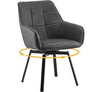 CLIPOP 360° Swivel Dining Chairs Brown Faux Leather Upholstered Kitchen Chairs without Wheels Ergonomic Office Desk Chair with Arms and Metal Legs for Home Restaurants 0407-s grey 55*45*82.5 cm