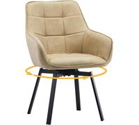 CLIPOP 360° Swivel Dining Chairs Brown Faux Leather Upholstered Kitchen Chairs without Wheels Ergonomic Office Desk Chair with Arms and Metal Legs for Home Restaurants 0407-s cream 55*45*82.5 cm