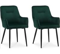 CLIPOP Dining Chairs Set of 2 Velvet Armchairs Kitchen Chairs with Backrest and Metal Legs Occasional Padded Leisure Accent Chairs for Dining Living Room 0430 velvet green 43.5*51.5*87.5cm