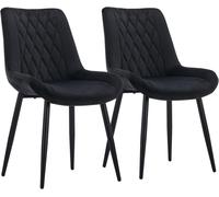 CLIPOP Dining Chairs Set of 2 Velvet Kitchen Chairs with Metal Legs Padded Counter Leisure Reception Chair for Dining Room Living Room Bedroom 0398 black 47*45*88.5cm