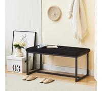 CLIPOP Dining Room Bench Seat Velvet Padded Cushioned Hallway Benches with Metal Frame Lounge Long Dinner Stool Black