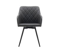 CLIPOP Faux Leather Dining Chairs, Set of 2, 360 °Swivel Upholstered Kitchen Chairs Armchair with Backrest and Metal Legs for Home Office Bedroom Living Room Lounge 0588 deep grey 54.5*60*84 cm