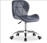 CLIPOP Grey Office Desk Chair Adjustable Height Computer Swivel Chair with Chrome Base and 360° Castors, PU Leather Computer Desk for Home Office Study Room 0098 grey 48*36*80 cm