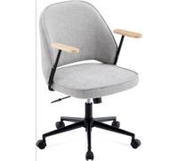CLIPOP Home Office Chair Fabric, Ergonomic Computer Desk Chair, Swivel Chairs with Arms and Wheels, Padded Cushion Seat & Back Support for Study, Work Modern 0700 light grey single 61*63.5*95 cm