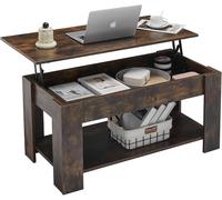 CLIPOP Lift Top Coffee Table Wooden Sofa Side Tea Table with Hidden and Open Storage Shelf, Extendable Center Table for Living Room