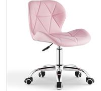 CLIPOP Pink Office Desk Chair Adjustable Height Computer Swivel Chair with Chrome Base and 360° Castors, PU Leather Computer Desk for Home Office Study Room 0098 pink 48*36*80 cm