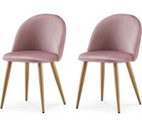 CLIPOP Pink Velvet Upholstered Dining Chairs Set of 2, Classic Style, Velvet Upholstered Kitchen Chairs with Metal Legs, Ergonomic Design, Perfect for Dining, Living Room, Office 071pk pink 49*50*78 c