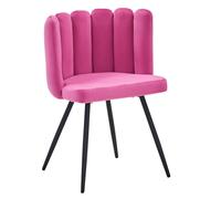 CLIPOP Single Dining Chair Velvet, Bedroom Makeup Vanity Chairs with Padded Back and Metal Legs,Shell Chair for Dressing Table Living Room Kitchen Pink 45*47*82cm
