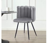 CLIPOP Single Dining Chair Velvet, Bedroom Makeup Vanity Chairs with Padded Back and Metal Legs,Shell Chair for Dressing Table Living Room Kitchen Grey 45*47*82cm