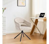 CLIPOP Single Swivel Dining Chair Fabric Modern Accent Armchair with 360-Degree Rotation Base Upholstered Occasional Tub Chair for Living Room Bedroom Reading (1, cream)