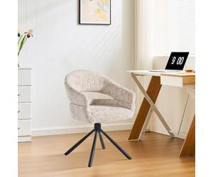 CLIPOP Single Swivel Dining Chair Fabric Modern Accent Armchair with 360-Degree Rotation Base Upholstered Occasional Tub Chair for Living Room Bedroom Reading (1, cream)