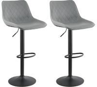 CLIPOP Swivel Bar Stools Set of 2 Faux Leather Padded Breakfast Dining Stools with Height Adjustable Gas Lift and Footrest, High Back Pub Stools for Kitchen Counter Island, Grey
