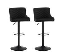 CLIPOP Swivel Bar Stools Set of 2 Height Adjustable 360° Velvet Barstools Kitchen Counter Chairs High Island with Backrest Footrest for Home Pub Restaurant Black
