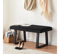 CLIPOP Upholstered Dining Bench, 100 cm Velvet Padded Seat, Ottoman Bench Hallway Bench with Sturdy Metal Legs, Dining Room Bench Seating for Entryway Living Room Bedroom Black