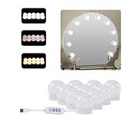 CLIPOP Vanity Mirror Lights Hollywood Style LED Makeup Lights with Switch and 10 Dimmable Bulbs,USB Cable Design Adjustable Brightness and 3 Colour Change LED Vanity Light (Mirror Not Included)