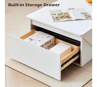 CLIPOP White High Gloss Coffee Tables for Living Room Set of 2 with Storage Drawer, Modern Square Tea Tables, Centre Table