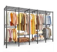 Cliporix Clothes Rail, 544KG Strong Heavy Duty Clothing Rail with Sturdy Hanging Rods & Adjustable Shelves, Metal Spacious Freestanding Open Wardrobes Closet for Dressing Room, Walk-in Closet (Black)