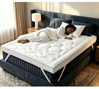 Cliporix Cooling King Size Mattress Topper, 10cm Extra Thick Breathable Microfibre Fill, Hotel Quality Zoned Support with Elastic Corner Straps, Skin-Friendly & Machine Washable, for Hot Sleepers