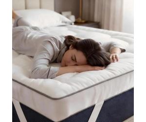 Cliporix King Size Mattress Topper for Back Joint Relief - 10cm Extra Thick, Comfortable & Breathable, Zoned-Stitch, Machine Washable, Elastic Corner Straps for Caravan Bed, Guest Room