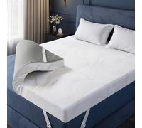 CliporixMemory Foam Mattress Topper Double Bed-7cm Double Layer Thickness Gel Mattress Pad, Breathable & Anti-Slip, Machine Washable Zipped Cover,Hotel Quality Upgrade for Bedroom, Apartment