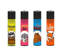 Clipper 4 x GENUINE LIGHTERS PIZZA LOVER DESIGN GAS REFILLABLE FLINT LIGHTER By Ksp partners