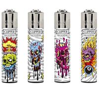 Clipper 4 x GENUINE LIGHTERS SKULLS CORPZ REFILLABLE FLINT LIGHTER By Ksp partners