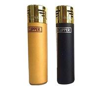 Clipper Black & Gold Electronic Lighters - Gas Lighter (Pack of 2)