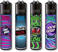 Clipper classic lighters set of 4 to collect. Model: (Mix Slogan No. 2)