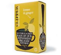 Clipper Organic Lemon & Ginger Tea Bags | 120 Teabag Sachets (6x Boxes of 20) | Bulk Buy, Home & Catering | Caffeine-Free Herbal Tea Bags | Eco-Conscious, Natural, Unbleached & Biodegradable