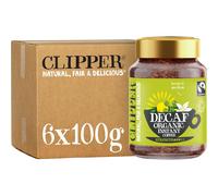 Clipper Decaf Organic Coffee | 6x 100g Jars Decaffeinated Instant Coffee | Bulk Buy for Home & Catering | Gourmet Sustainable Fairtrade Coffee by
