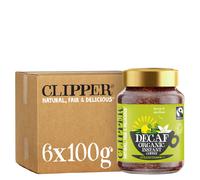 Clipper Decaf Organic Coffee | 6x 100g Jars Decaffeinated Instant Coffee | Bulk Buy for Home & Catering | Gourmet Sustainable Fairtrade Coffee by