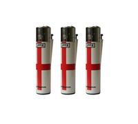 Clipper England Flag Refillable Gas Lighters x 3