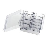 Clipper Guard Holder for 8 Blades, Visible Plastic Clipper Blade Holder, Dustperoof with Lid, 5.7x4.5x3.2" Square Case Guard Organizer