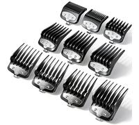 Clipper Guards Set Compatible with Most Wahl Clipper, Replacement Cutting Guides from 1/16" to 1",10 Piece Set (Black) (10 pcs)