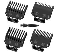 Clipper Guards Set with Brush, 4 Pack Professional Hair Cutting Guides Replacement Compatible with Most Wahl Clippers, 1/16'', 1/8'', 3/16'', 1/4'', Black