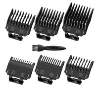 Clipper Guards Set with Brush, 6 Pack Professional Hair Cutting Guides Replacement Compatible with Most Wahl Clippers, 1/16'', 1/8'', 3/16'', 1/4'', 3/8'', 1/2'', Black
