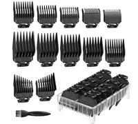 Clipper Guards Set with Organizer, Professional Hair Cutting Guides Replacement Compatible with Most Wahl Clippers - 1/16" to 1", 14 Piece Black